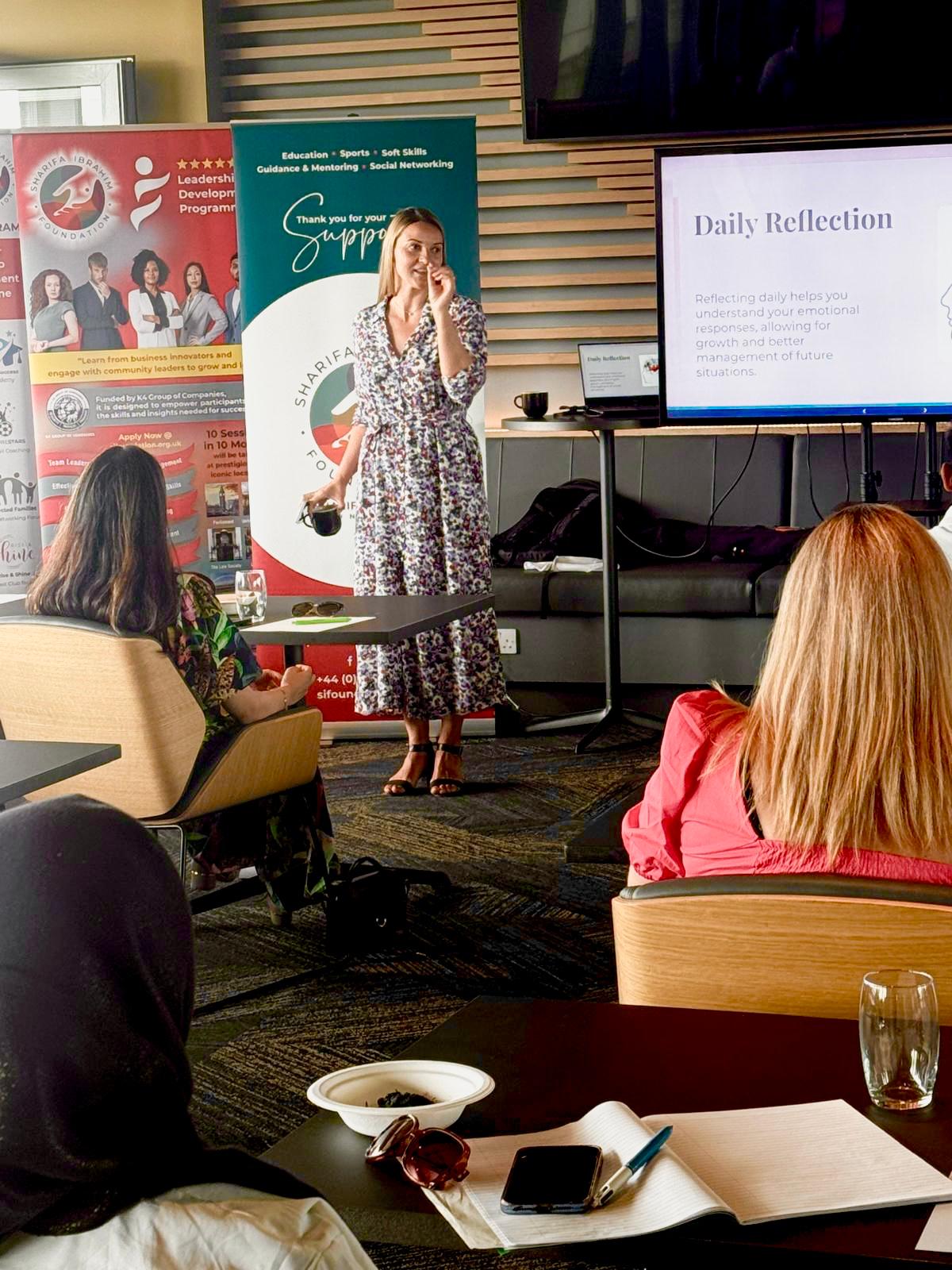 Kristina Culka leading a daily reflection workshop for a charity leadership programme
