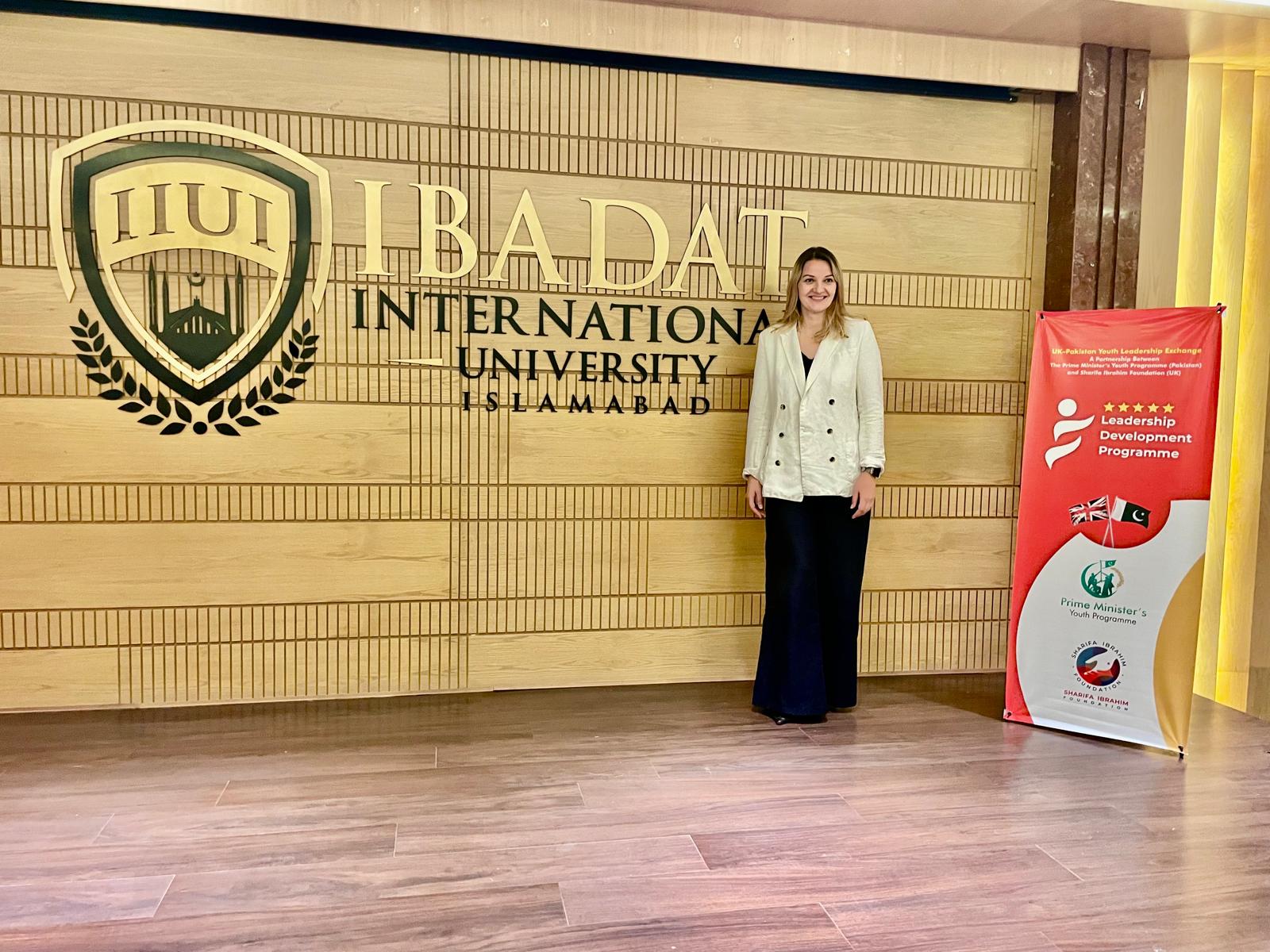 Kristina Culka at Ibadat International University Islamabad for a youth leadership programme